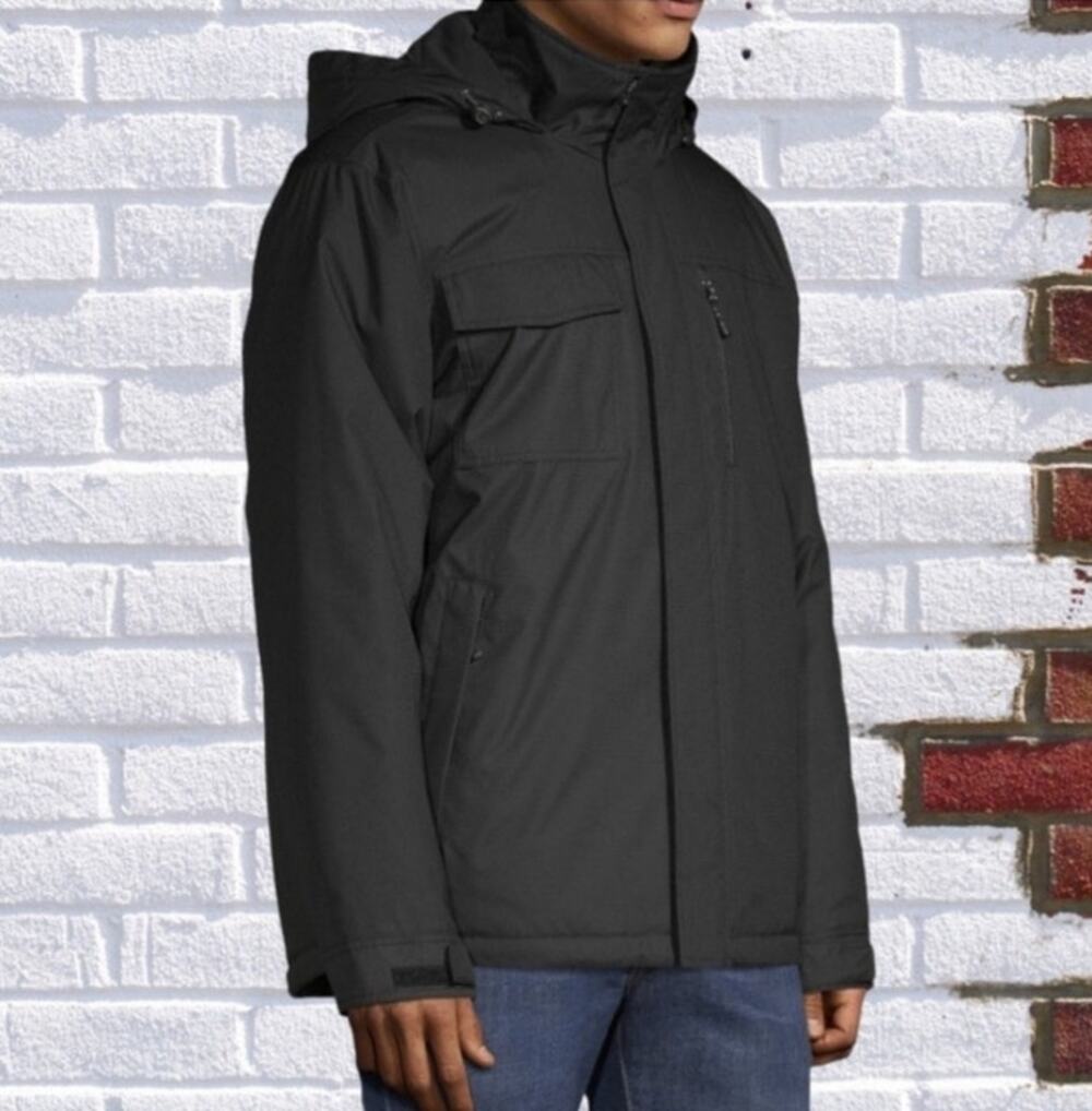 Swiss Tech Men Black Winter Cold Weather Utility Hooded Parka Jacket XXL 52 - 54